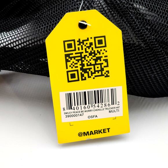 MARKET WOMEN'S MARKET SMILEY PEACE BE WORRY CHENILLE TRUCKER HAT - Picture 3 of 8